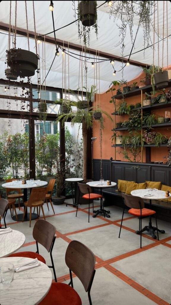 Photo d'un patio représentant une salle de restaurant avec une ambiance tropicale/naturelle